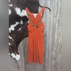 Trixxi Clothing Company size small burnt orange long fit & flare tunic top